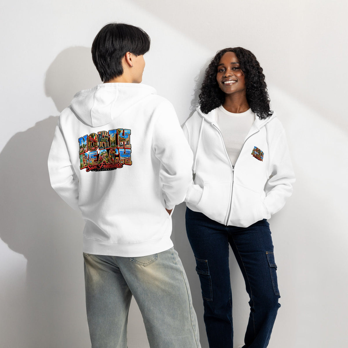 North Beach San Francisco Vintage Postcard Premium Full-Zip Hoodie - TheWhyNotShop