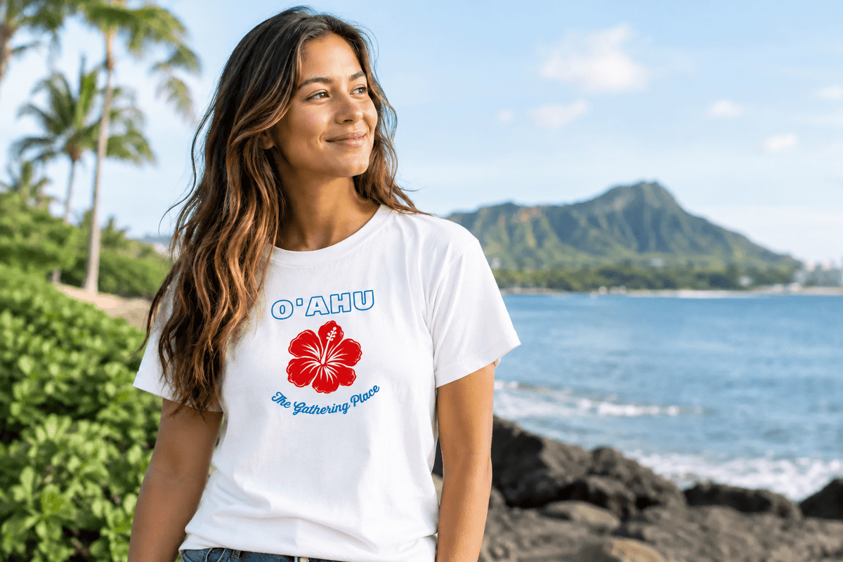 Oahu Hawaii “The Gathering Place” Graphic T-Shirt – Front Logo Unisex Classic Tee - TheWhyNotShop